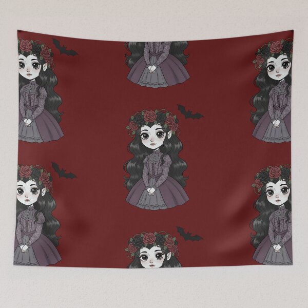Item preview, Cute Flower Crown Vampire Girl – Kawaii Halloween Character designed and sold by hiraum.