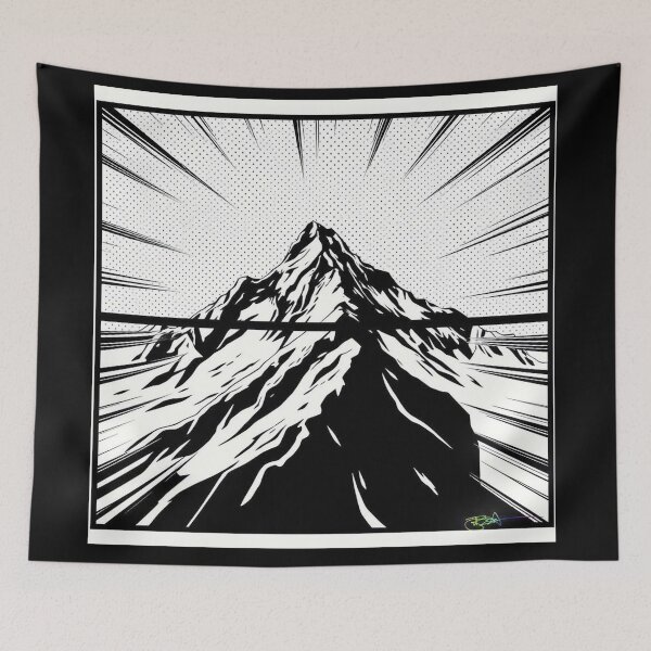 Item preview, Pop Art Mountain Landscape Love - Manga Radiance Mountain Summit designed and sold by Benito Del Ray.