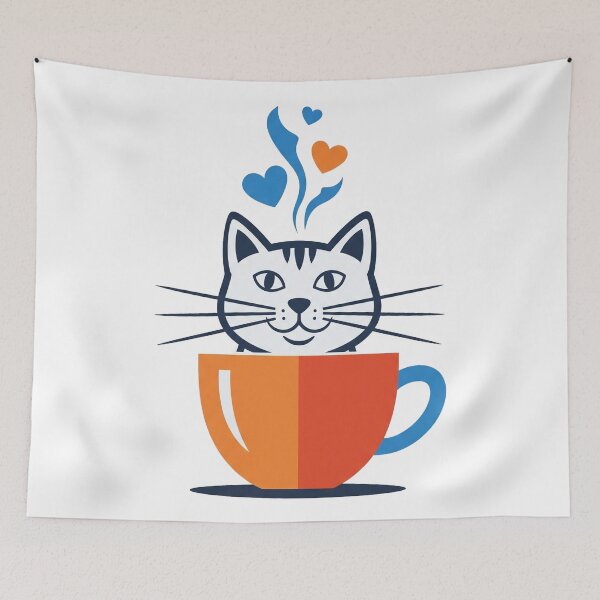 Item preview, Cute Cat in a Coffee Cup with Hearts designed and sold by Apex Designs.