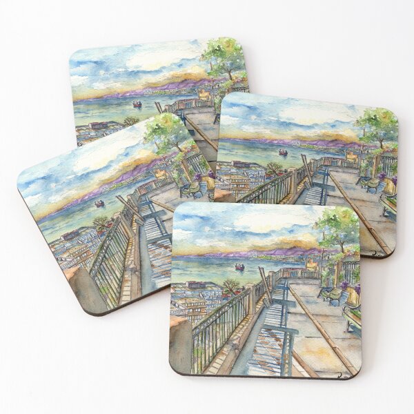Item preview, Watercolor of Paseo Gervasoni, Valparaíso designed and sold by Metalbizarrox.