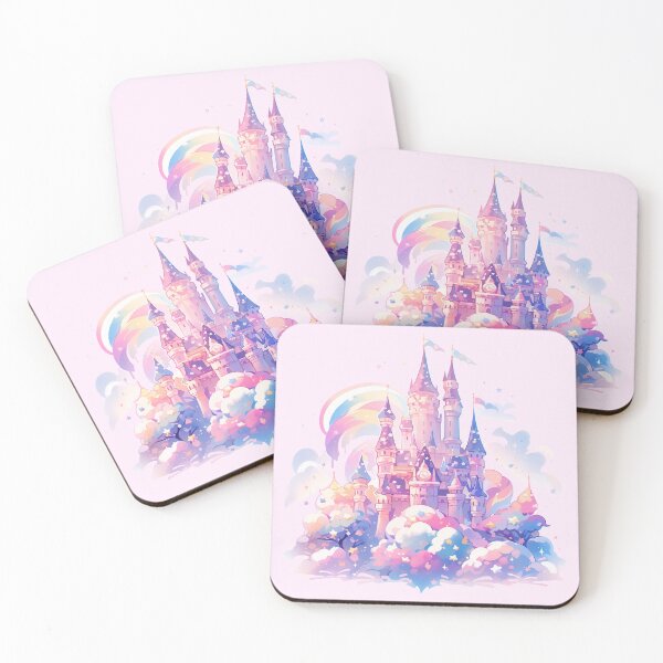Item preview, Magical dreamy pink princess castle in the clouds designed and sold by WoollenLlama.