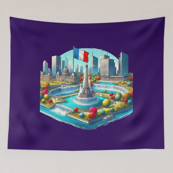 Item preview,  Modern Squares in France 3D Cute Sketch with French Flag,  designed and sold by PaintMeWorld.