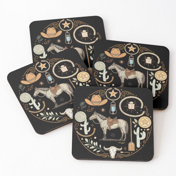 Item preview, Cutting Horse Collage – Vintage Western Rodeo Line Art Design designed and sold by VividOrganica.