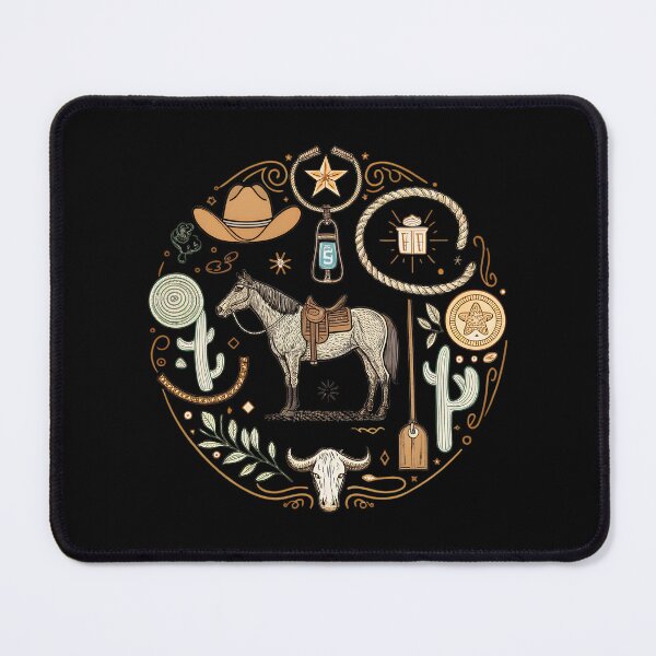 Item preview, Cutting Horse Collage – Vintage Western Rodeo Line Art Design designed and sold by VividOrganica.