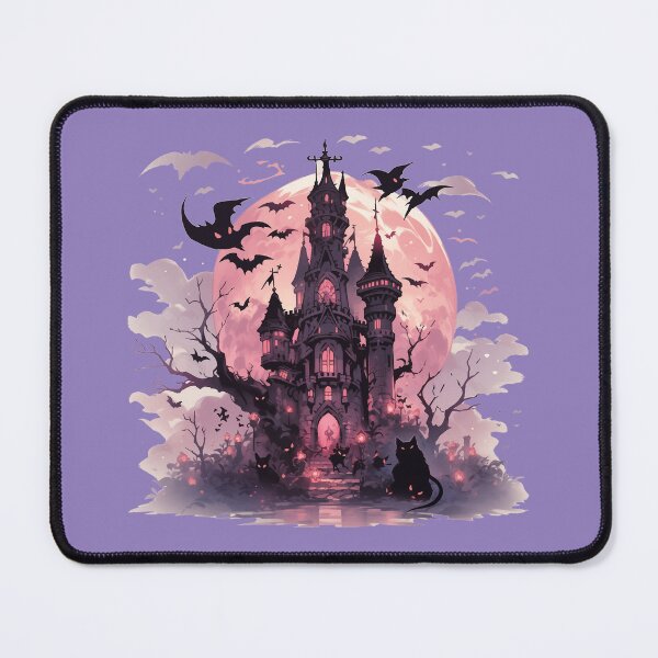 Item preview, Magical spooky castle with bats and black cats designed and sold by WoollenLlama.