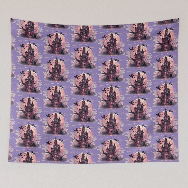 Item preview, Magical spooky castle with bats and black cats  designed and sold by WoollenLlama.