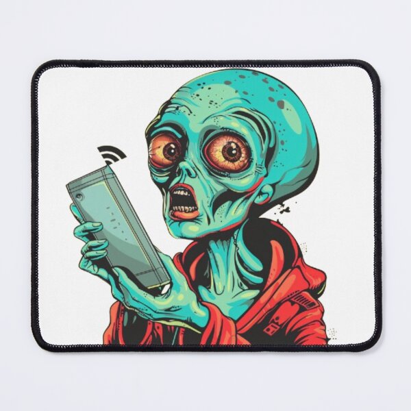 Item preview, “Confused Alien with Phone” designed and sold by AlexLineArt.