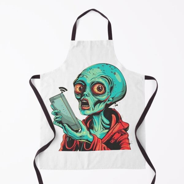 Item preview, “Confused Alien with Phone” designed and sold by AlexLineArt.