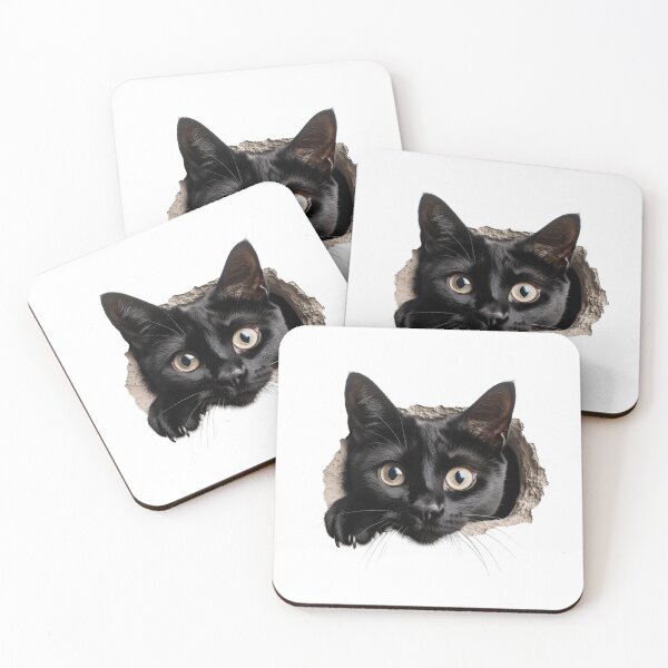 Item preview, Cute cat peeking out of a cracked wall. Whimsical 3D Kitty designed and sold by Nextstep Design.