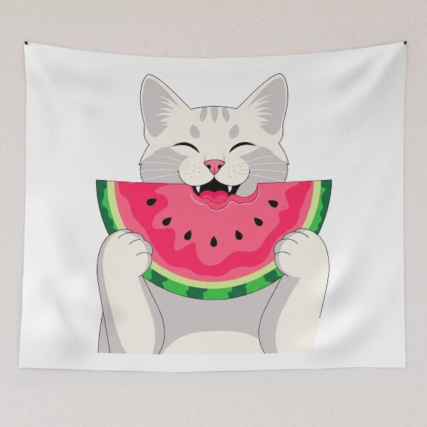 Item preview, Cartoon Cat Eating Watermelon designed and sold by Apex Designs.