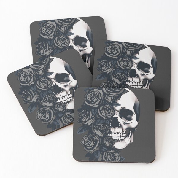 Item preview, A human skull partially obscured by a veil of roses — half face skeletal, half floral. Elegant, gothic, fashion-forward. designed and sold by Shoot-The-Moon.
