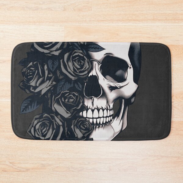 Item preview, A human skull partially obscured by a veil of roses — half face skeletal, half floral. Elegant, gothic, fashion-forward. designed and sold by Shoot-The-Moon.
