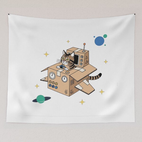 Item preview, Cartoon Cat Astronaut in a DIY Rocket Ship designed and sold by Apex Designs.