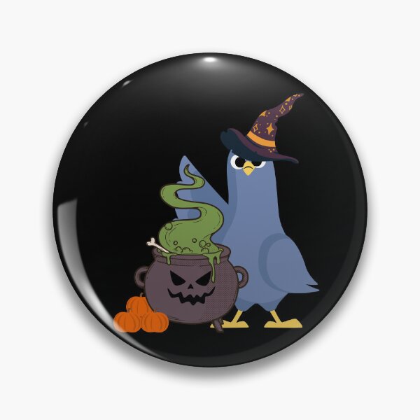 Item preview, Witchy Wings a pigeon at a cauldron like a witch designed and sold by LiliDedula.