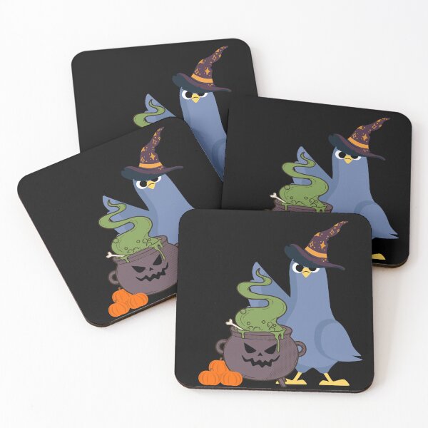 Item preview, Witchy Wings a pigeon at a cauldron like a witch designed and sold by LiliDedula.