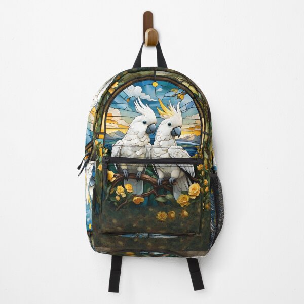 Item preview, Stained Glass White Cockatoo Wearing Yellow Plume designed and sold by Ciervo Primavera.