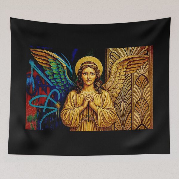 Item preview, Pop Art Golden Colorful Art Deco  and grafitti Angel #1 designed and sold by Helios Be. Lavsh.