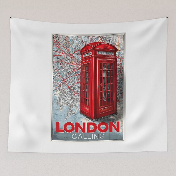 Item preview, Iconic London Phone Booth with City Map Background designed and sold by Artessie.