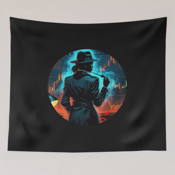 Item preview, Trading Detective – Female Investigator in front of charts (Finance & Mystery Art) designed and sold by Jennah.