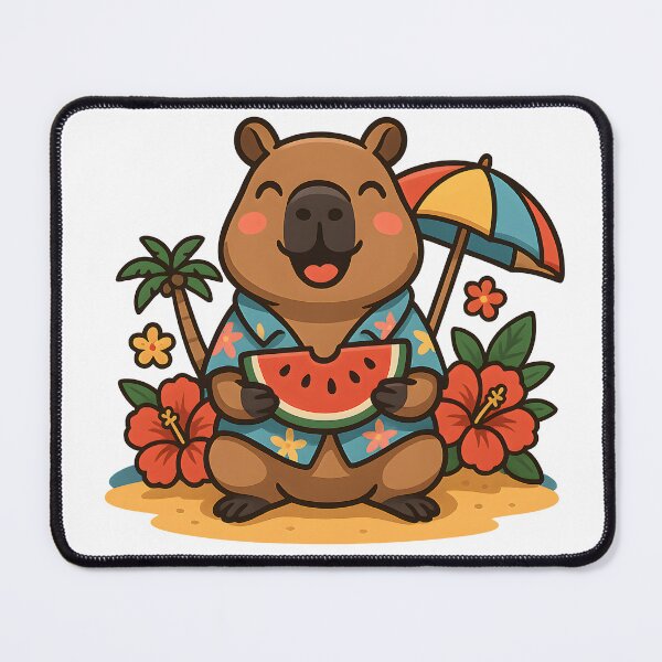 Item preview, Capybara Eating Watermelon designed and sold by FunnySignalStudio.