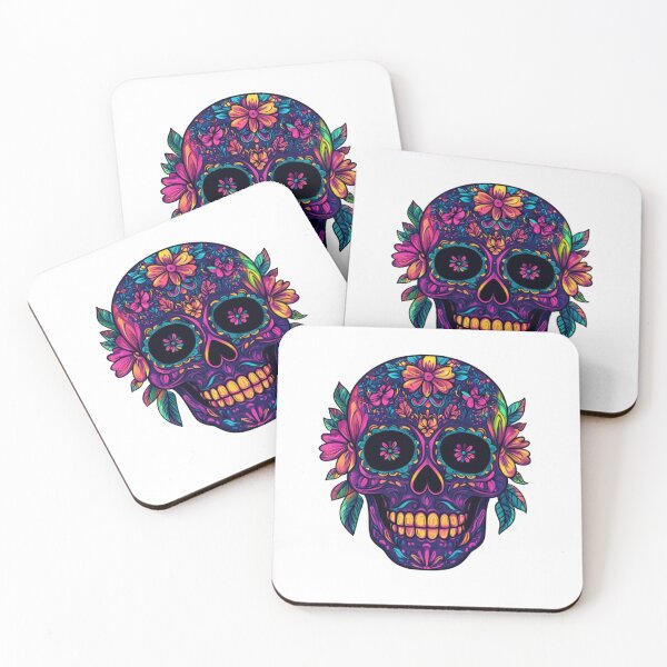 Item preview, Dark skull with colorful flowers designed and sold by JonysCreativeDesigns.