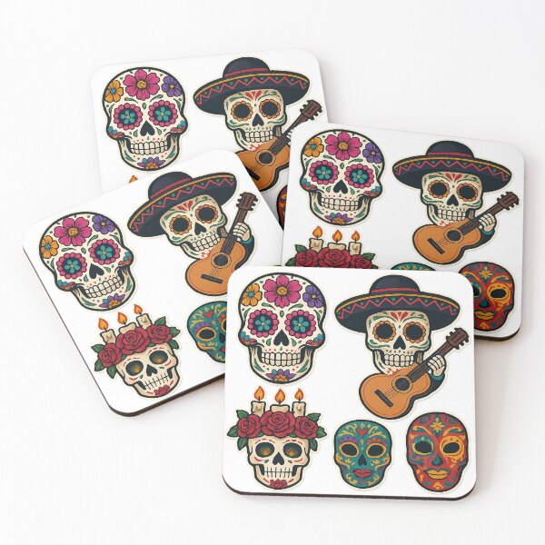Item preview, Conjunto de pegatinas de calavera de azúcar del Día de los Muertos designed and sold by DebuggedDressed.