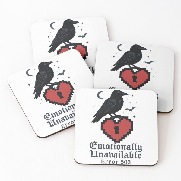 Item preview, Emotionally Unavailable Error 503 – Pixel Heart & Raven Gothic Design designed and sold by DebuggedDressed.
