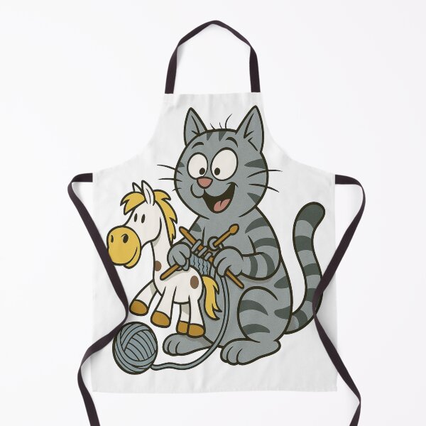 Item preview, Knitting Cat Making a Horse Plushie - Silly Cartoon Style designed and sold by UbraNeon.