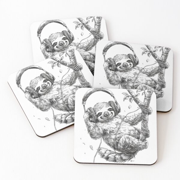 Item preview, “Chill Sloth With Headphones” designed and sold by AlexLineArt.