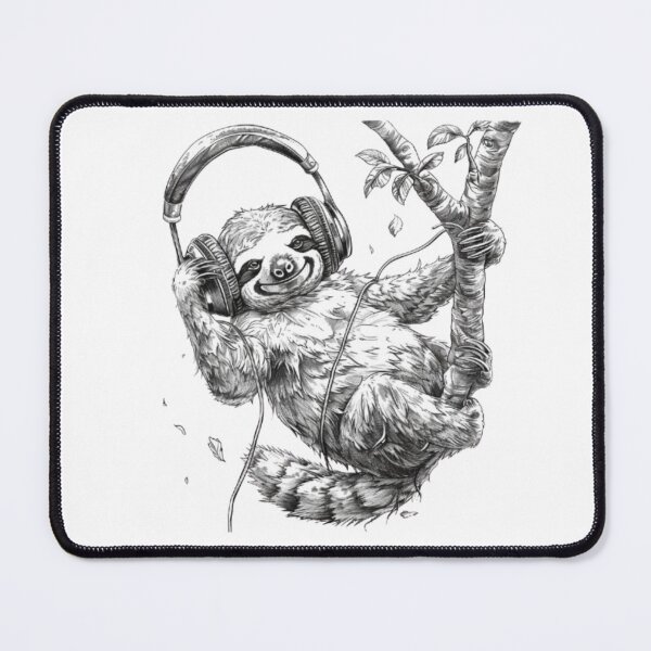Item preview, “Chill Sloth With Headphones” designed and sold by AlexLineArt.