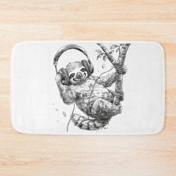 Item preview, “Chill Sloth With Headphones” designed and sold by AlexLineArt.