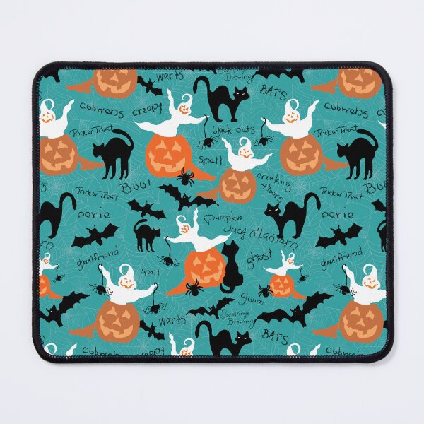 Item preview, Jack O' Lanterns, Bat & Cats with Creepy Halloween Words designed and sold by creativebeeshop.
