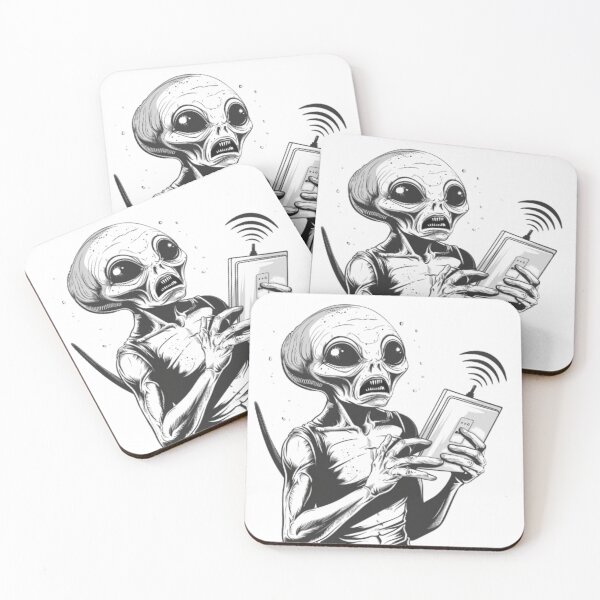 Item preview, “Confused Alien With WiFi Router” designed and sold by AlexLineArt.
