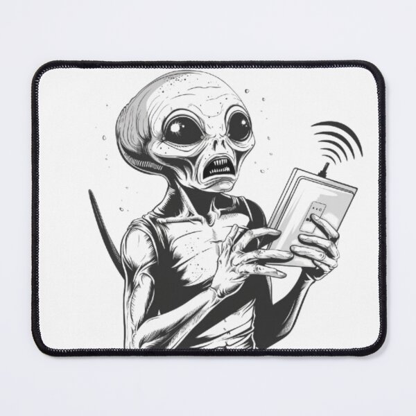Item preview, “Confused Alien With WiFi Router” designed and sold by AlexLineArt.
