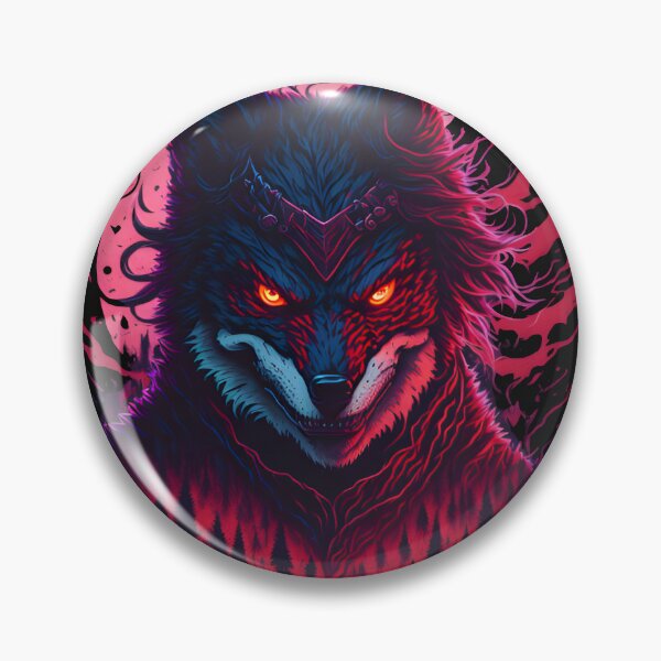 Item preview, Demonic Red Wolf – Dark Fantasy Beast Illustration | Gothic Moon Poster & Sticker designed and sold by CRAWO.