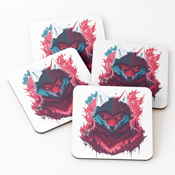 Item preview, Two-Faced Demon Wolf – Dark Fantasy Beast Illustration | Gothic Red Poster & Sticker designed and sold by CRAWO.