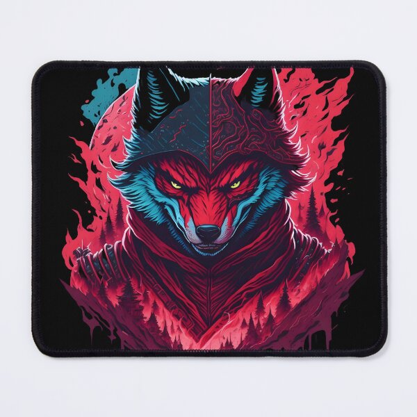 Item preview, Two-Faced Demon Wolf – Dark Fantasy Beast Illustration | Gothic Red Poster & Sticker designed and sold by CRAWO.