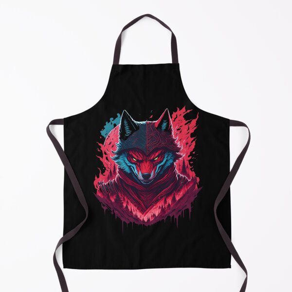 Item preview, Two-Faced Demon Wolf – Dark Fantasy Beast Illustration | Gothic Red Poster & Sticker designed and sold by CRAWO.