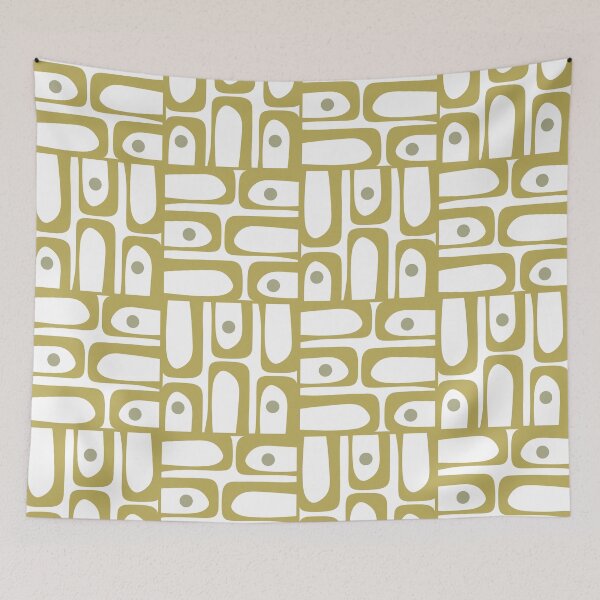 Item preview, Mid Century Modern Piquet Geometric Multi Pattern in Vintage Olive Green and White designed and sold by kierkegaard.