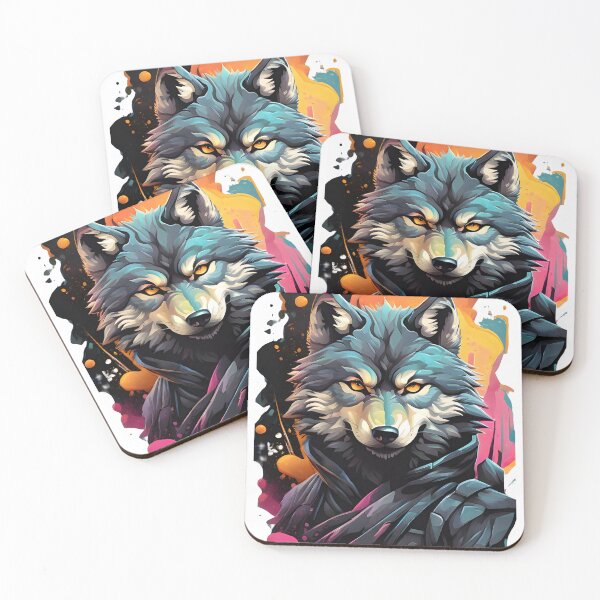 Item preview, Colorful Wolf – Stylized Fantasy Animal Illustration | Vibrant Poster & Sticker designed and sold by CRAWO.
