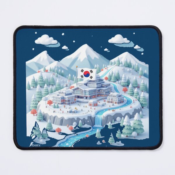 Item preview,  Pyeongchang Ski Resort Panorama in Korea 3D Cute Sketch, designed and sold by PaintMeWorld.