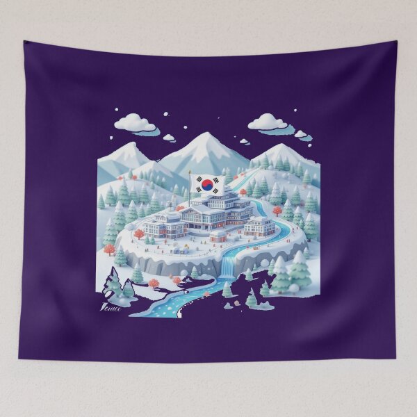Item preview,  Pyeongchang Ski Resort Panorama in Korea 3D Cute Sketch, designed and sold by PaintMeWorld.