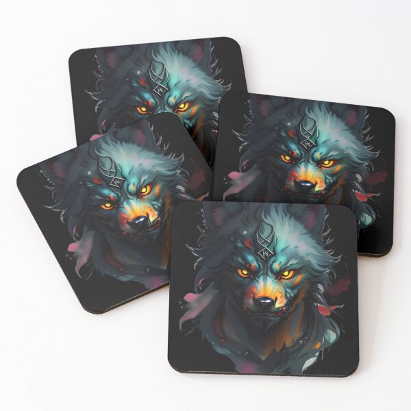 Item preview, Mystic Elemental Wolf – Dark Fantasy Colorful Beast Illustration | Gothic Poster & Sticker designed and sold by CRAWO.