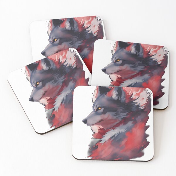 Item preview, Watercolor Wolf – Artistic Fantasy Animal Illustration | Red and Black Wolf Art designed and sold by CRAWO.