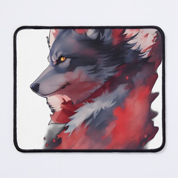 Item preview, Watercolor Wolf – Artistic Fantasy Animal Illustration | Red and Black Wolf Art designed and sold by CRAWO.