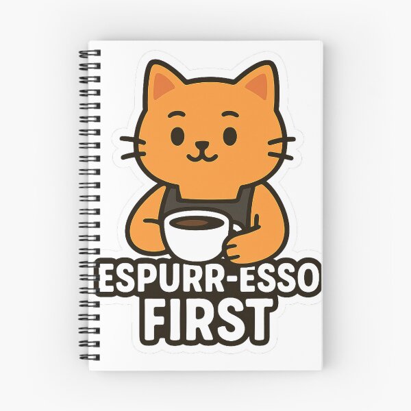 Item preview, Funny Barista Cat – Cute Cartoon Cat with Coffee and "Espurr-esso First" designed and sold by MeowLaugh.