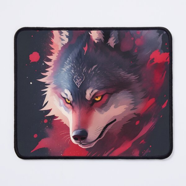 Item preview, Watercolor Wolf – Red and Black Fantasy Animal Illustration | Artistic Wolf Art designed and sold by CRAWO.