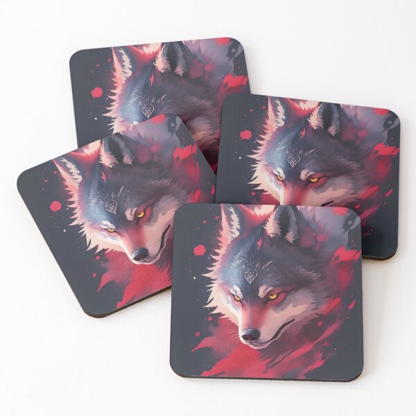 Item preview, Watercolor Wolf – Red and Black Fantasy Animal Illustration | Artistic Wolf Art designed and sold by CRAWO.