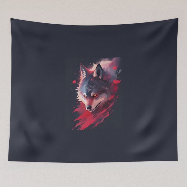 Item preview, Watercolor Wolf – Red and Black Fantasy Animal Illustration | Artistic Wolf Art designed and sold by CRAWO.