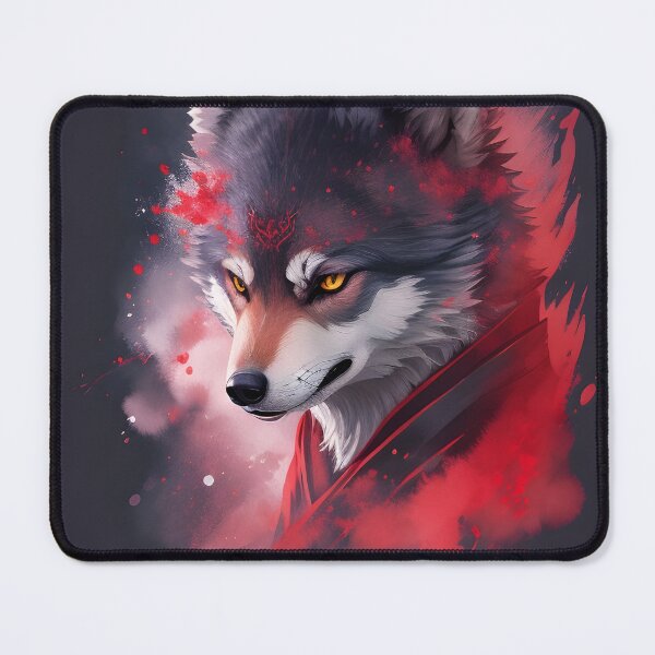 Item preview, Watercolor Wolf Illustration – Red Smoke Fantasy Animal Art designed and sold by CRAWO.